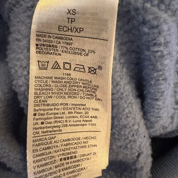 Gap Women's Light Blue Full Zip Hoodie with Embroidered Logo Size XS - Picture 4 of 4